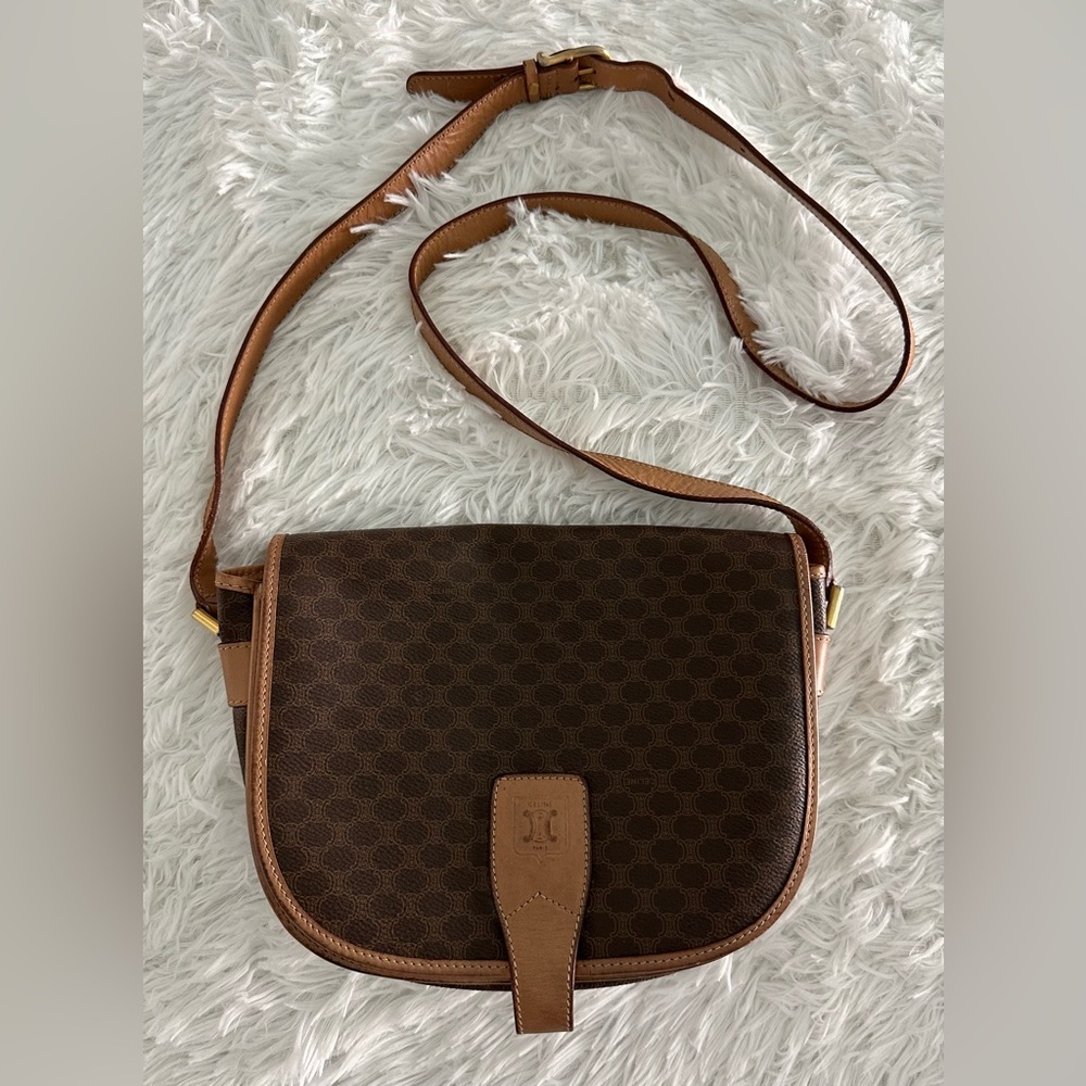Celine‎ Brown Macadam Crossbody Bag Handbag